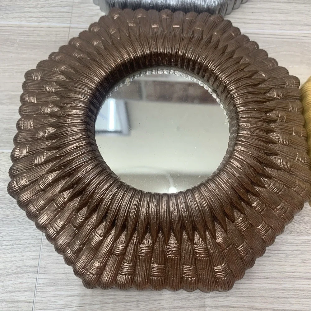 VTG Homeco Interior Yellow Brown Silver Mirror Boho Wall Decor